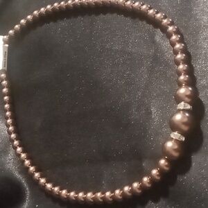 Copper color faux pearl necklace unique in color 18 +2 inches 6